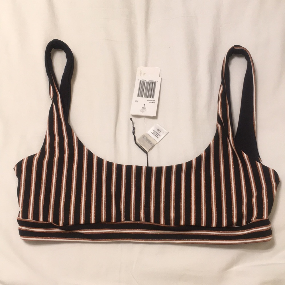 L*space miller bikini top, black and metallic, L
